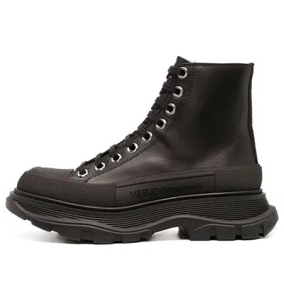 Alexander Mcqueen Tread Slick Canvas Boot In Brown
