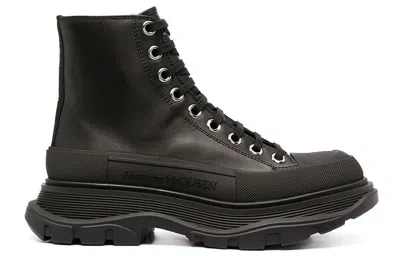Alexander Mcqueen Tread Slick Canvas Boot In Brown