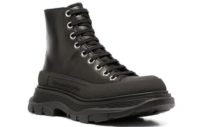 Alexander Mcqueen Tread Slick Canvas Boot In Brown
