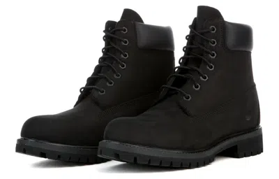 Timberland Brlack Water-proof Boots With Logo Plate