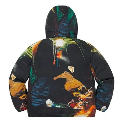 Supreme Firecracker Down Jacket 'black Yellow' In Multi