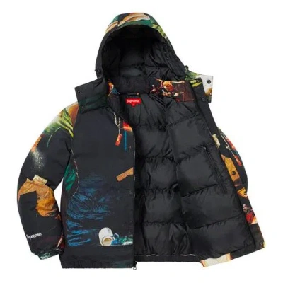 Supreme Firecracker Down Jacket 'black Yellow' In Multi