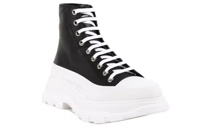 Alexander Mcqueen Tread Slick High-top Sneakers 'black White'