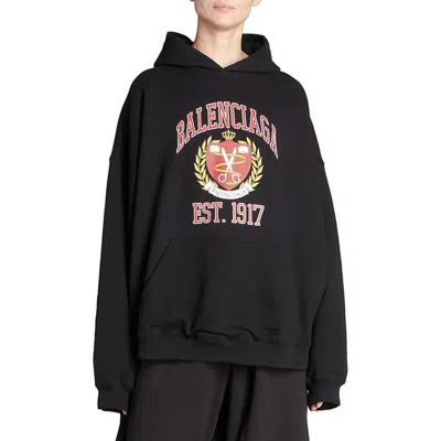 Balenciaga Est. 1917 College Logo Print Hoodie Wide Fit 'black'