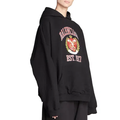 Balenciaga Est. 1917 College Logo Print Hoodie Wide Fit 'black'