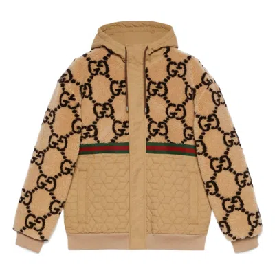 Gucci Gg-jacquard Wool-blend Fleece Track Jacket In Multi