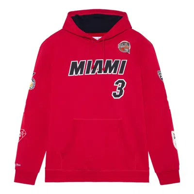 Mitchell & Ness X Nba Miami Heat Hof Fleece Hoodie 'dwyane Wade 3' In Red