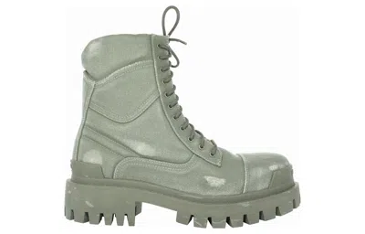 Balenciaga Combat Strike Boots 'washed Green Cotton'
