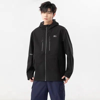 Mizuno 春秋季男士户外防水登山服单层硬壳冲锋衣男连帽运动防雨防风外套