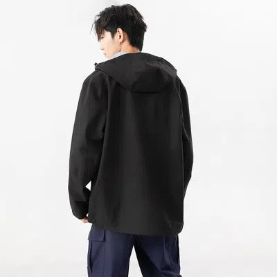 Mizuno 春秋季男士户外防水登山服单层硬壳冲锋衣男连帽运动防雨防风外套