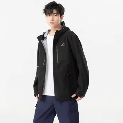 Mizuno 春秋季男士户外防水登山服单层硬壳冲锋衣男连帽运动防雨防风外套