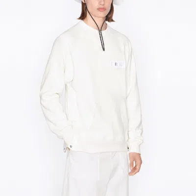 Dior Men's  X Sacai Crossover Fw21 Logo Solid Color Round Neck White