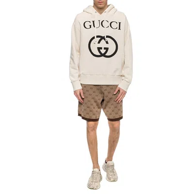 Gucci Men S Gg Alphabet Printed Retro Shorts Camel In Brown