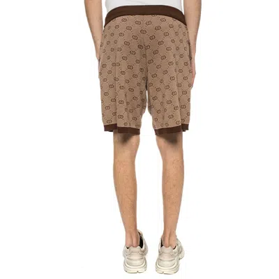 Gucci Men S Gg Alphabet Printed Retro Shorts Camel In Brown