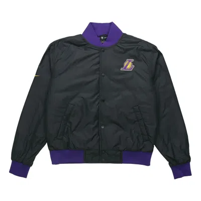Nike Nba Los Angeles Lakers Basketball Sports Logo Jacket Purple In Black