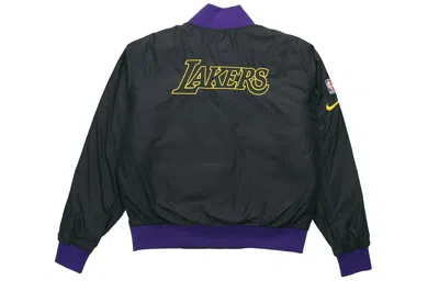 Nike Nba Los Angeles Lakers Basketball Sports Logo Jacket Purple In Black