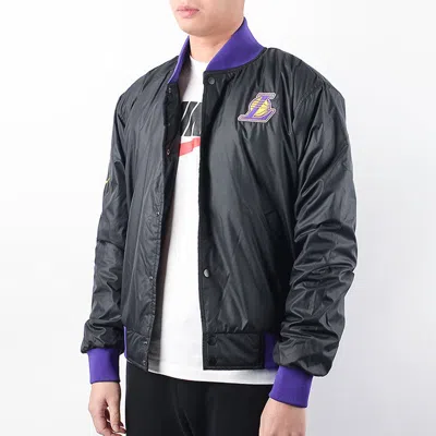 Nike Nba Los Angeles Lakers Basketball Sports Logo Jacket Purple In Black