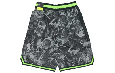 Nike Nba Brooklyn Nets Light Breathable Quick Dry Full Print Loose Basketball Shorts Black In Gray