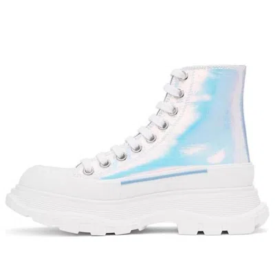 Alexander Mcqueen (wmns)  Silver Holographic Tread Slick Platform High Sneakers 'white Multi'
