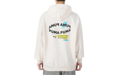 Puma Oversize Trend Graphic Logo Hoodie 'white' In Neutral