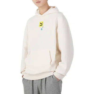 Puma Oversize Trend Graphic Logo Hoodie 'white' In Neutral