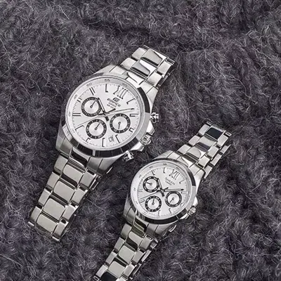 Casio Waterproof Sheen Sapphire Crystal Stainless Steel Strap Silver Analog