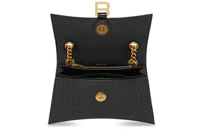 Balenciaga Crush Crocodile-embossed Crossbody Bag In Black