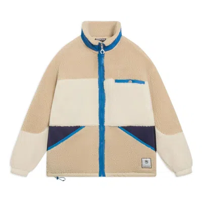 Li-ning Badfive Graphic Color Block Polar Fleece Jacket 'khaki Blue' In Multi