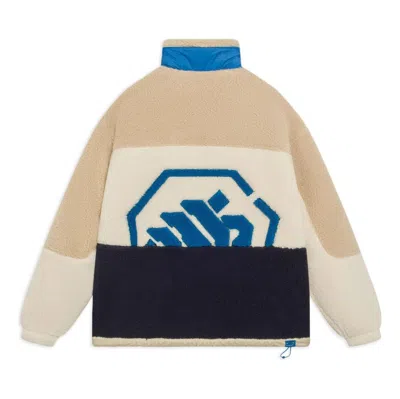 Li-ning Badfive Graphic Color Block Polar Fleece Jacket 'khaki Blue' In Multi