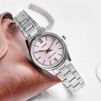 Casio Quartz Waterproof Silverpink Analog In Metallic