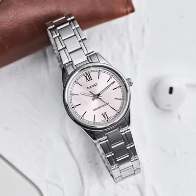 Casio Quartz Waterproof Silverpink Analog In Metallic