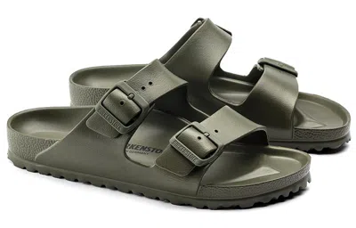 Birkenstock Mens Active Khaki Eva Arizona Double-strap Leather Sandals