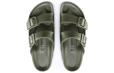 Birkenstock Mens Active Khaki Eva Arizona Double-strap Leather Sandals