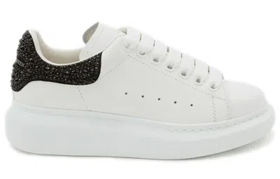 Alexander Mcqueen Crystal-embellished Leather Exaggerated-sole Sneakers In White