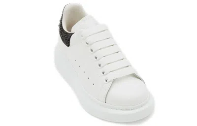 Alexander Mcqueen Crystal-embellished Leather Exaggerated-sole Sneakers In White