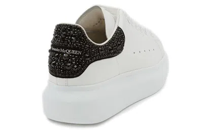 Alexander Mcqueen Crystal-embellished Leather Exaggerated-sole Sneakers In White