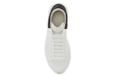 Alexander Mcqueen Crystal-embellished Leather Exaggerated-sole Sneakers In White