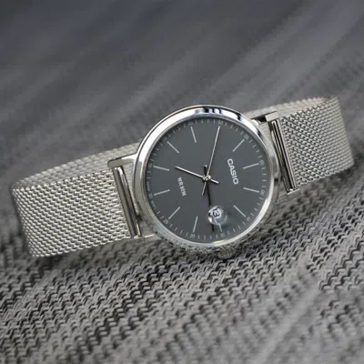 Casio Hand Calendar Wrist Gray Analog In Metallic