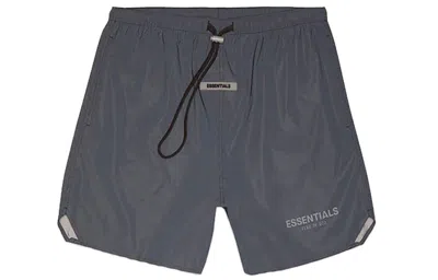 Essentials Fear Of God  Fw20 Reflective Volley Shorts 'black' In Gray