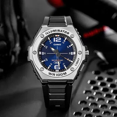 Casio Mens Black Strap Watch Mwa100h-2av In Metallic