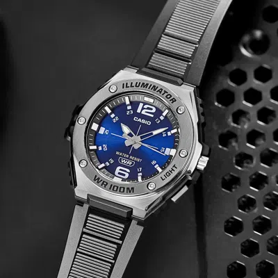 Casio Mens Black Strap Watch Mwa100h-2av In Metallic