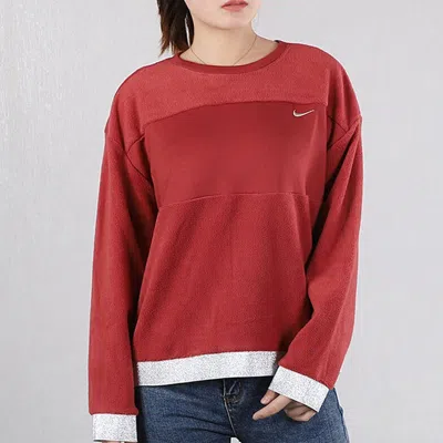 Nike (wmns) As W Nk Icon Clsh Them Flc Cr Cedar In Red
