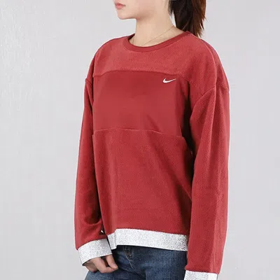 Nike (wmns) As W Nk Icon Clsh Them Flc Cr Cedar In Red