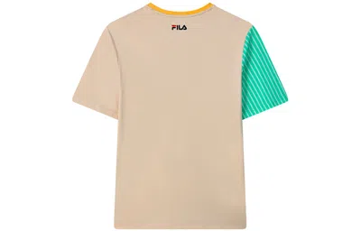 Fila Contrast Color Stitching Logo Short Sleeve Blue In Multi