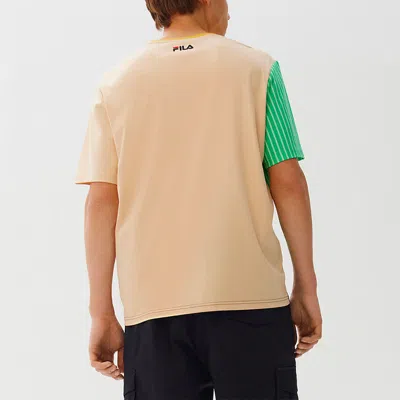 Fila Contrast Color Stitching Logo Short Sleeve Blue In Multi
