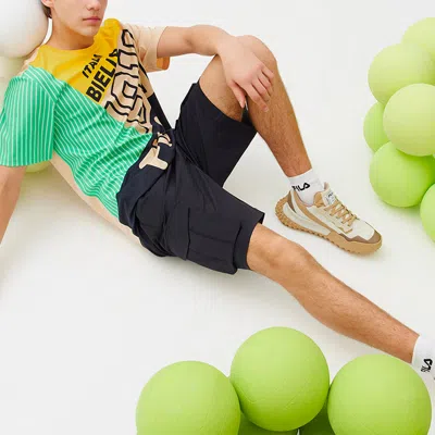 Fila Contrast Color Stitching Logo Short Sleeve Blue In Multi