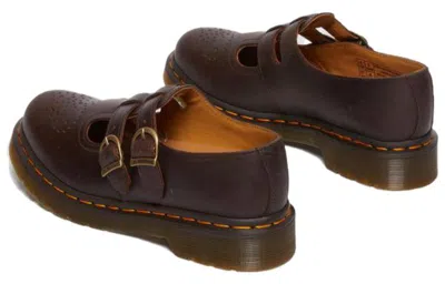 Dr. Martens Brown 8065 Crazy Horse Leather Mary Jane Loafers In Dark Brown Crazy Hor