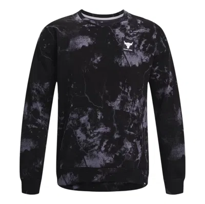 Under Armour Project Rock Rival Fleece Disrupt Printed Crew Sweatshirt 'black Grey'