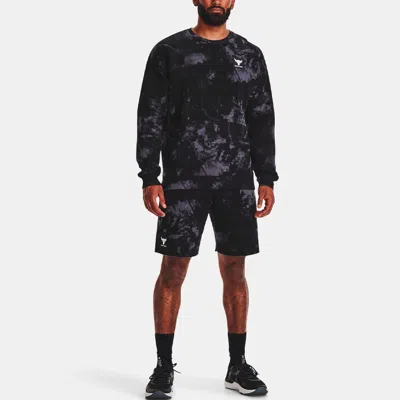 Under Armour Project Rock Rival Fleece Disrupt Printed Crew Sweatshirt 'black Grey'