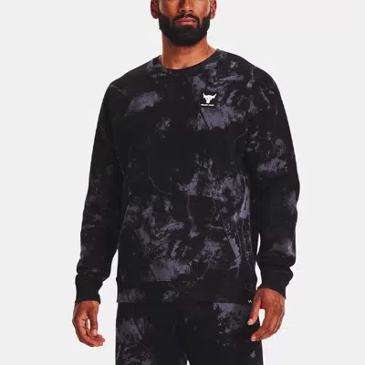 Under Armour Project Rock Rival Fleece Disrupt Printed Crew Sweatshirt 'black Grey'